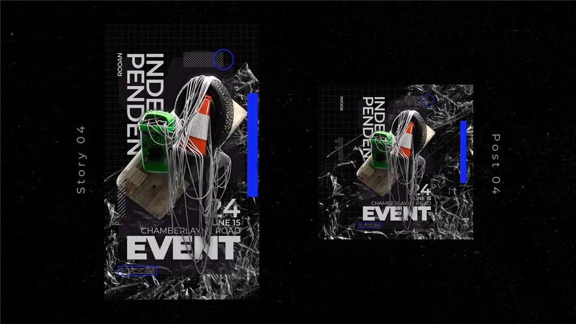 AE/PR模板：12款赛博蒸汽波反设计潮流3D艺术动态海报动画品牌宣传推广视频 Anti-design Post & Stories（9328）