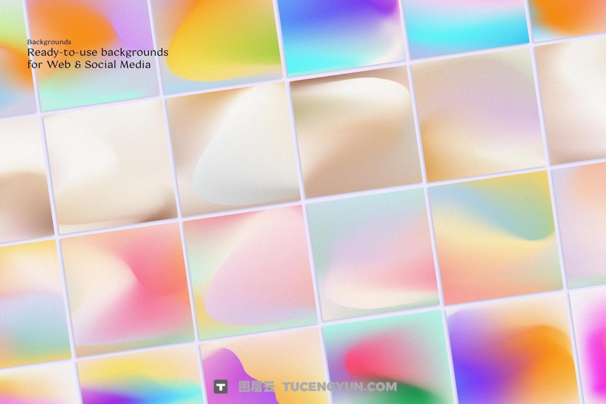 90款复古抽象艺术弥散光渐变散射AI矢量背景图形设计套装 Angeles – Retro Gradients & Shape（13406）