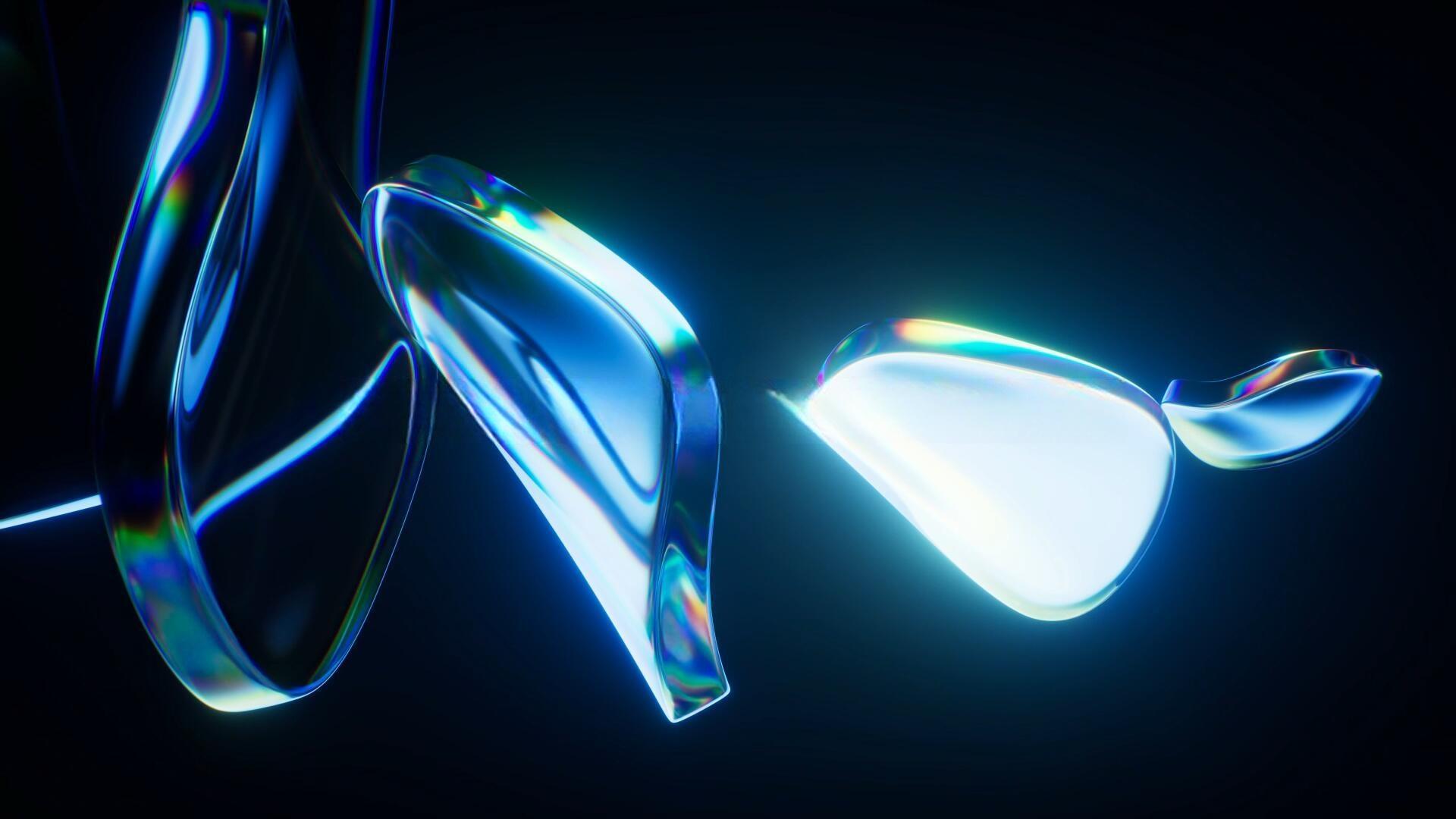 31个抽象艺术霓虹渐变几何3D水晶玻璃发光波浪缎面动态背景视频素材（13554）