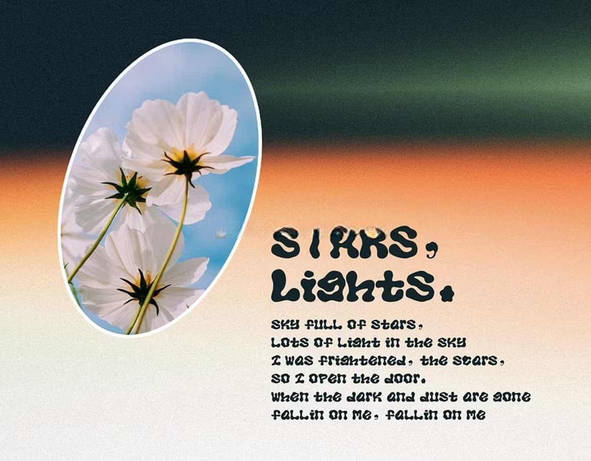 英文字体：复古Y2K千禧年美学酸性气泡极光流体文字专辑封面海报设计字体包 Font Aurora Lights（13131）