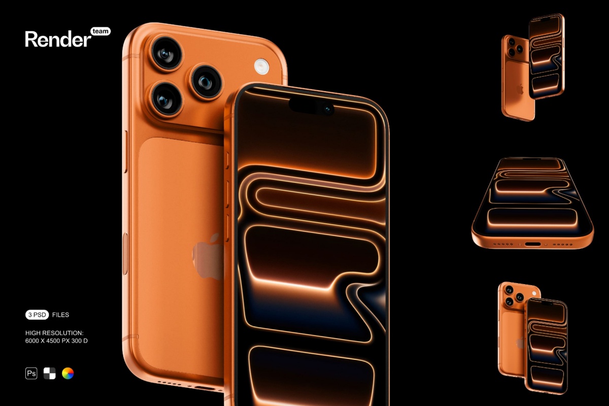 极简iPhone 17 Pro手机UI界面屏幕设计展示PSD样机 Phone 17 Pro Mockup Set(13558) 极简iPhone 17 Pro手机UI界面屏幕设计展示PSD样机 Phone 17 Pro Mockup Set(13558)