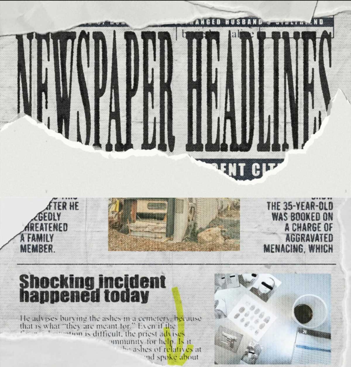 AE/PR模板：真实头版标题文章4K杂志报纸特写新闻报道设计排版电影片头模板（12720）