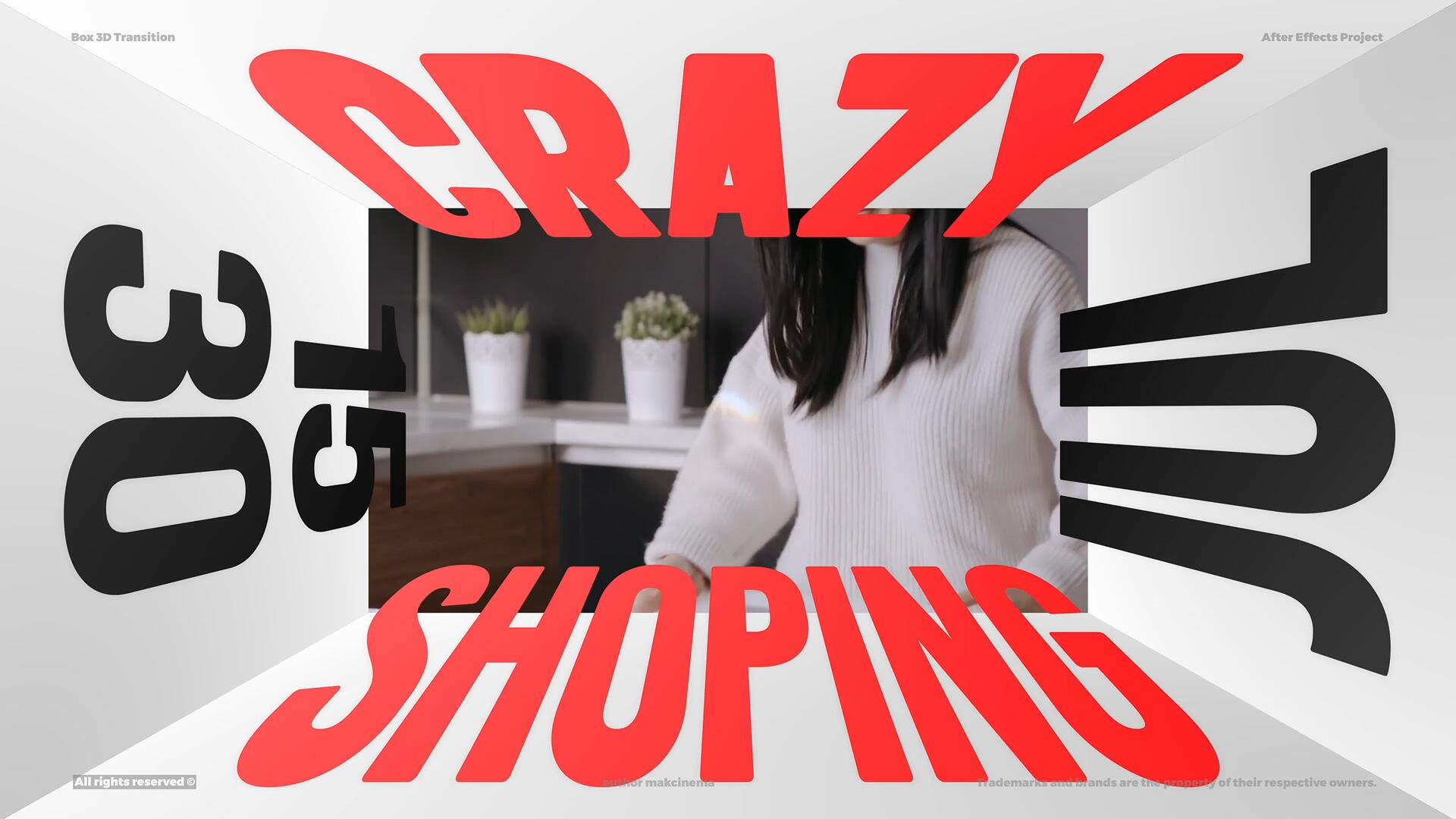 AE模板：创意优雅3D立体遮罩文字标题无缝转场过渡（13215）