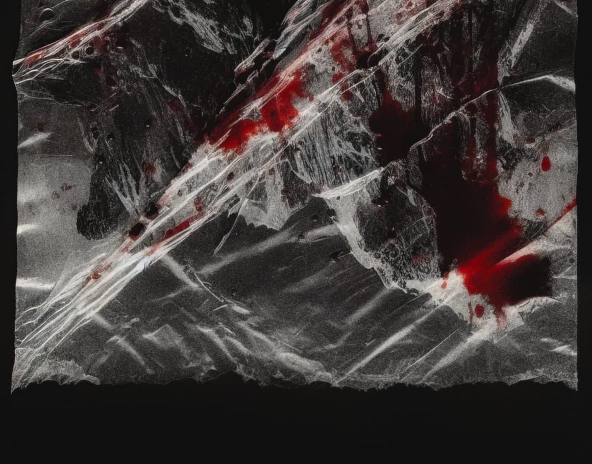 100个逼真撕裂染血塑料袋血液塑料薄膜保鲜膜万圣节恐怖背景肌理纹理图片设计套装 Züli – +100 BLOOD Plastic Textures Pack（13507）