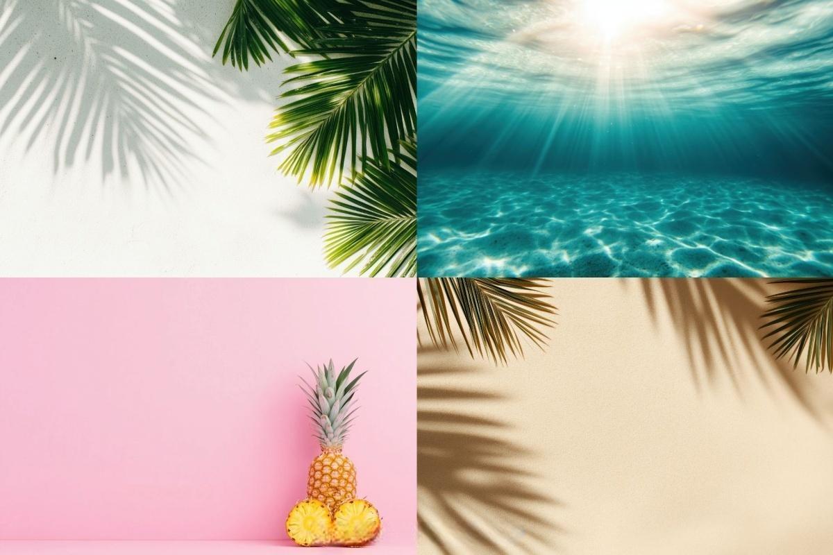 100个经典热带夏季黄昏文艺海滩热带植物水果海面JPG+MP4背景素材 Tropical Vibes（13228）