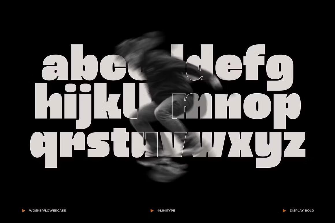 英文字体：大胆运动感时髦黑体粗体无衬线装饰海报封面设计字体 Wosker – Bold Font（13590）