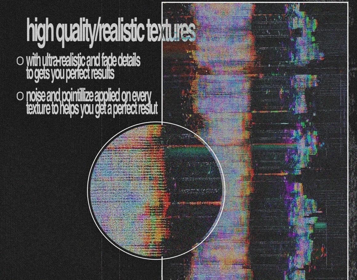 复古VHS信号故障扭曲失真抽象颗粒噪点图像滤镜叠加纹理+PSD特效样机 Züli – VHS Package Textures&Effects（）