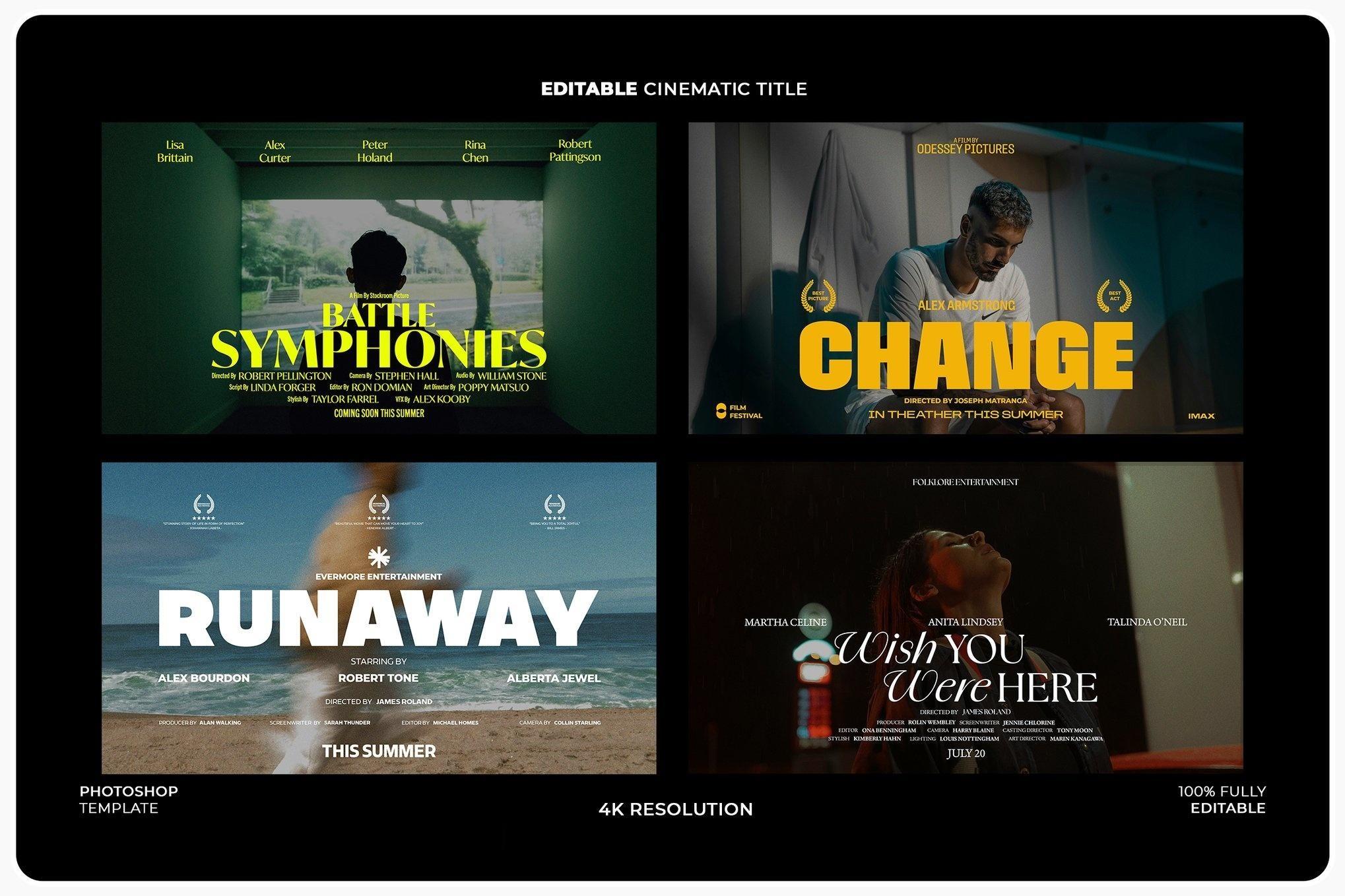 44个大胆电影美学梦幻、浪漫、科幻、惊悚海报电影预告片4K封面海报文字标题排版PSD模板（13883）