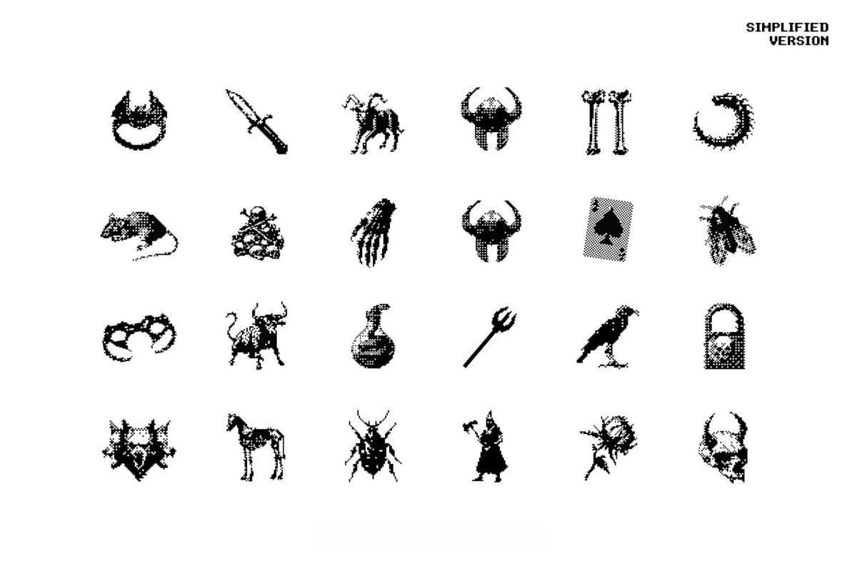 120款暗黑仿旧Y2K低保真像素颗粒位图艺术AI矢量插画图形PNG图片设计元素套装 Dark Aesthetic Dithering Graphic Bundle（13257）