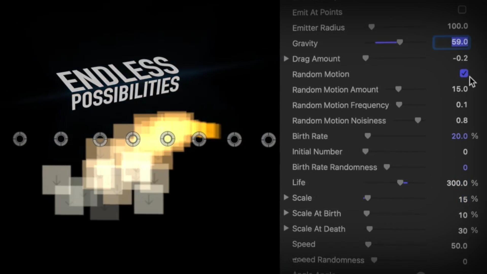 FCPX插件：全新粒子路径生成运动效果插件（13037）