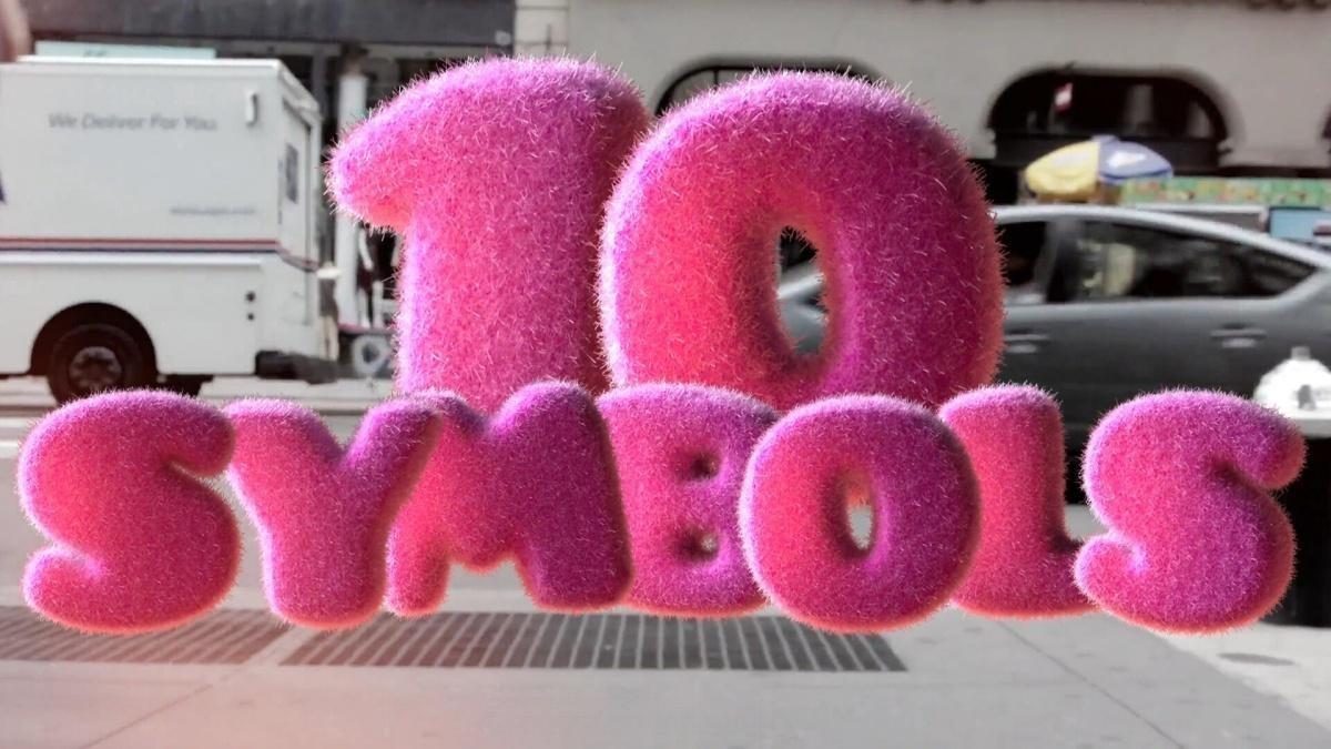 20款超现实主义趣味毛绒摇粒绒3D粉红色毛茸茸数字符号alpha透明通道视频素材（13265）