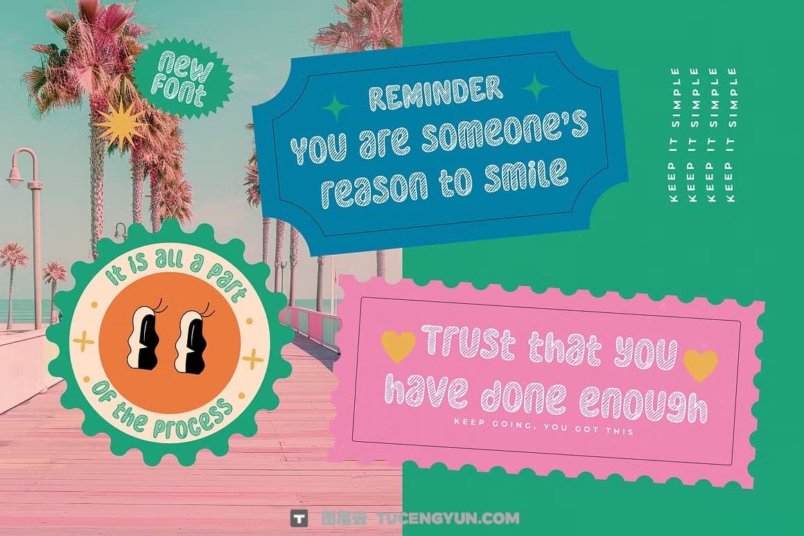 英文字体：复古大胆圆润俏皮趣味手写线条填充品牌海报封面设计字体 Binga Doodle Font（13358）