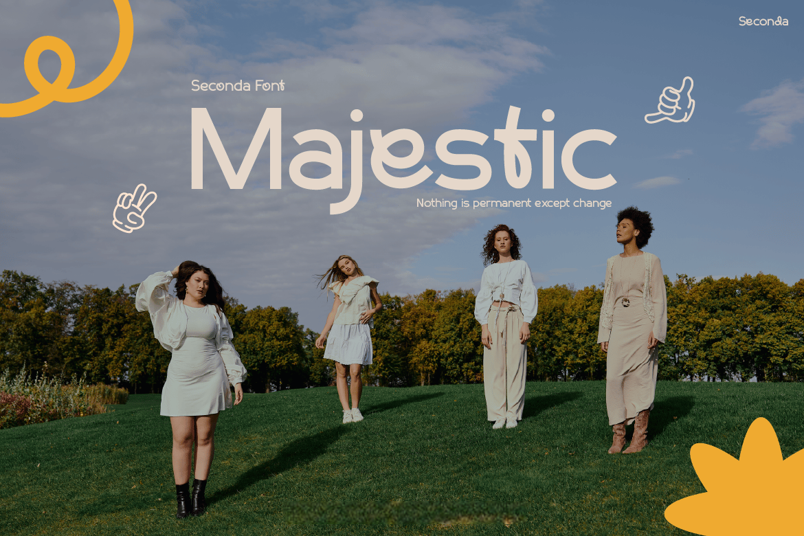 英文字体：大胆现代圆润曲线优雅品牌海报包装设计无衬线封面海报字体 Seconda – Modern Font（13577）