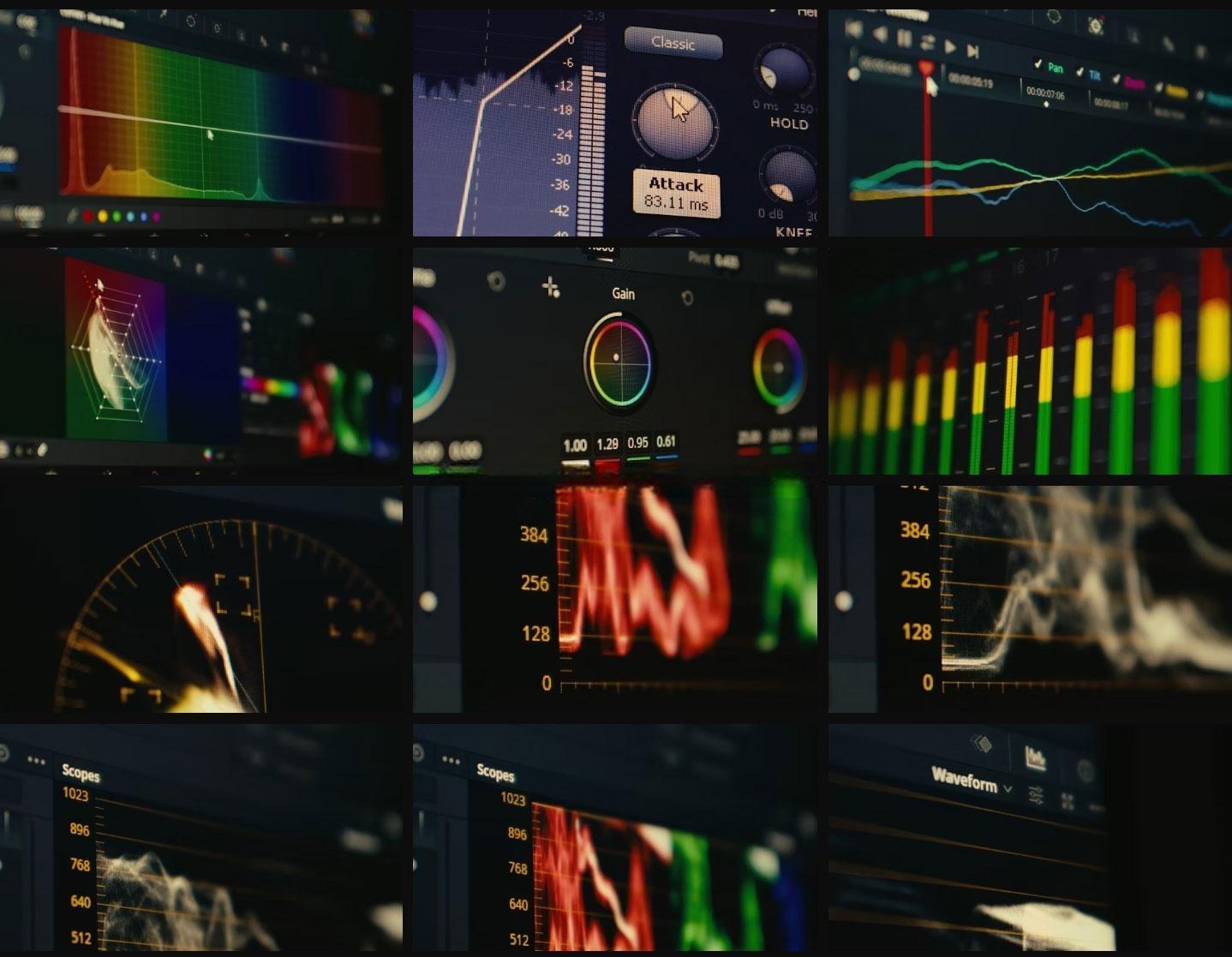 Artlist 达芬奇调色、剪辑、音频、软件界面参数调整镜头实拍视频素材（13152）
