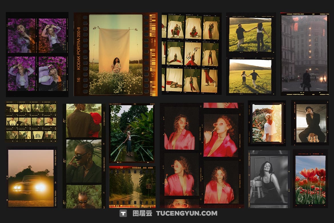 50个复古宝丽来柯达/富士电影框架胶片边框电影帧框架叠加层PSD海报模板样机 Pixflow – Kodak and Fuji Film Frames V.2（13368）