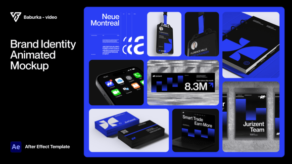 AE模板：17个超高清极简主义企业品牌VI名片应用手机笔记本电脑网页标识展示模板动画（13455）