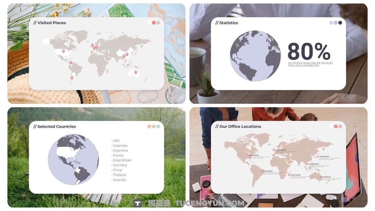 达芬奇模板：多类型信息图表条形图、折线图、饼图、图表、条形图、折线图元素动画（13372）