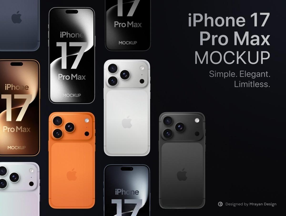 苹果iPhone 17 Pro Max手机UI平面界面设计展示Figma矢量样机 Iphone 17 Pro Max Mockup | Vector Figma（13623）