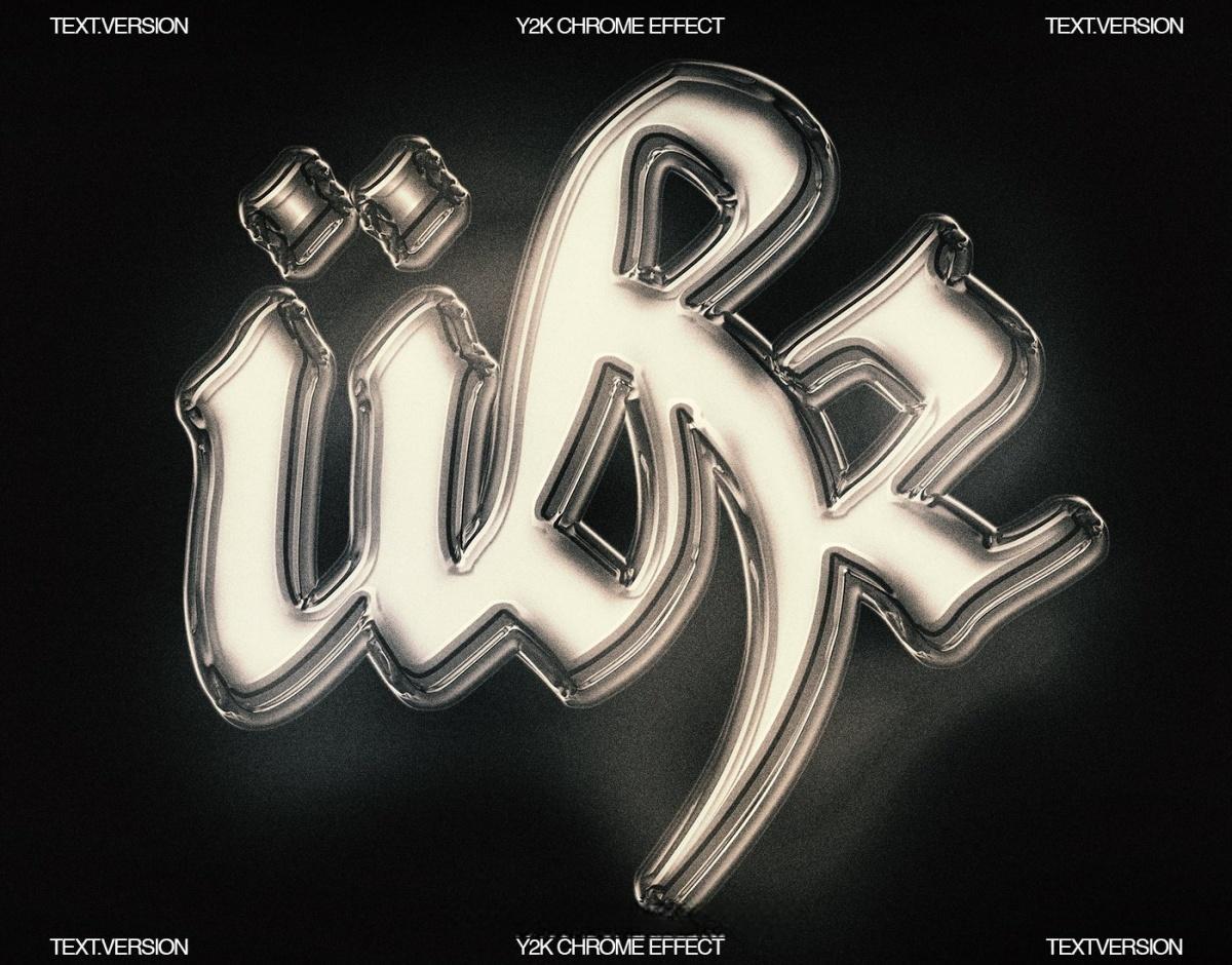 复古Y2Y风格梦幻发光酸性金属镀铬PSD特效样机 Züli – Y2k Chrome Effect Pack Collection (Text-Icon-Shape)