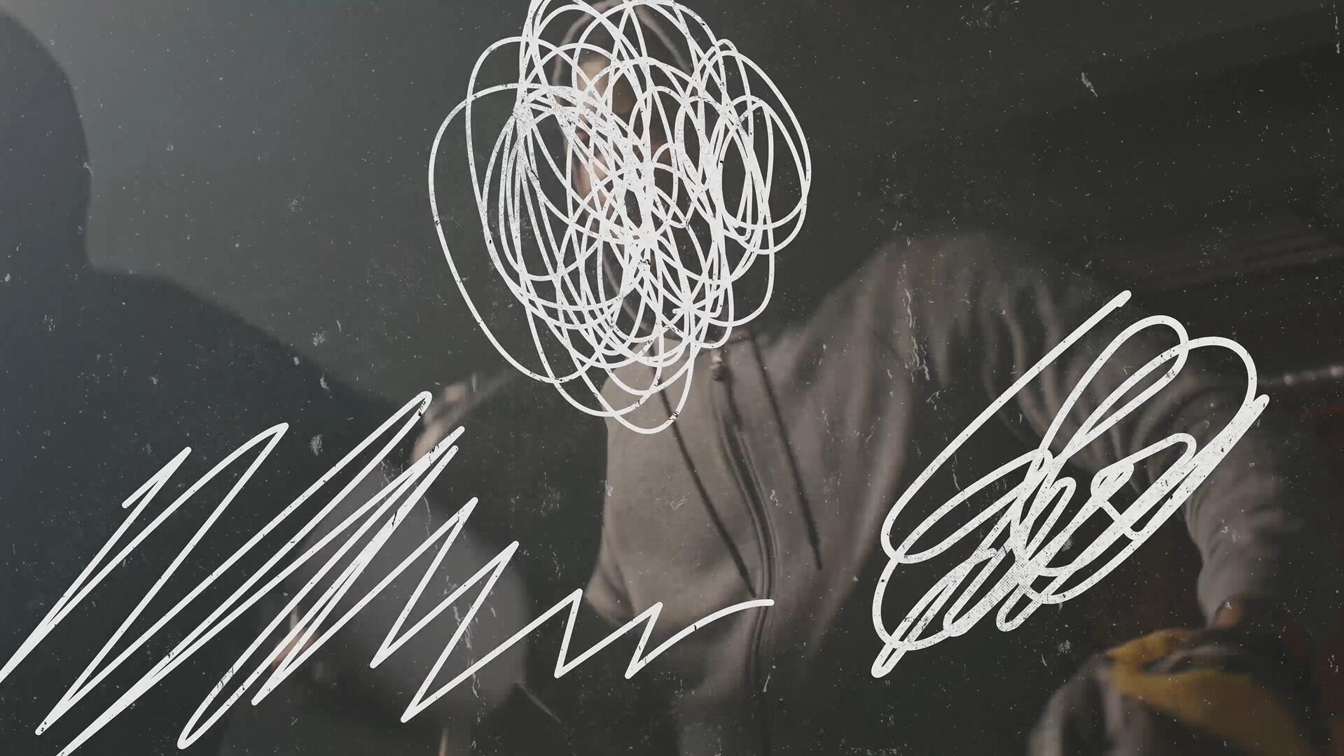 AE/PR/达芬奇模板：20个潦草蹩脚凌乱手绘艺术线条标记叠加元素动画（13652）