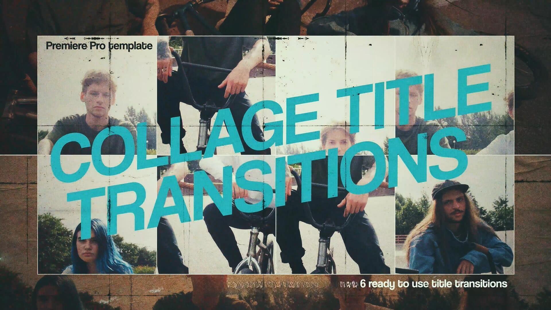 PR模板：复古拼贴艺术画面分割组合文字标题无缝转场过渡（13233）