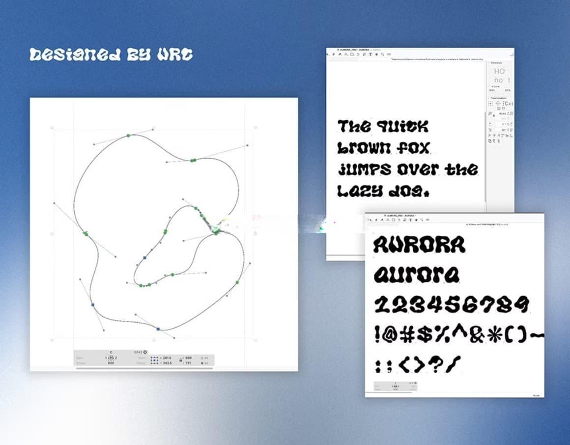 英文字体：复古Y2K千禧年美学酸性气泡极光流体文字专辑封面海报设计字体包 Font Aurora Lights（13131）