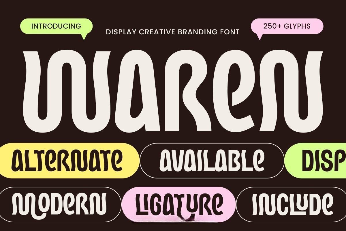 英文字体：大胆创意超重现代浓缩粗体包装海报品牌标识封面海报设计字体 Waren – Display Creative Condensed Branding Font（13192）