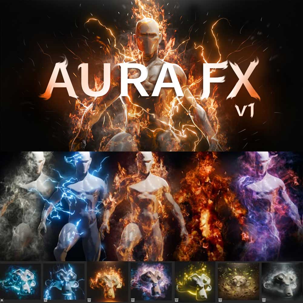 Blender实时闪电火焰能量光环特效资产预设 Realtime Aura Fx Pack V1.10(13284) Blender实时闪电火焰能量光环特效资产预设 Realtime Aura Fx Pack V1.10(13284)
