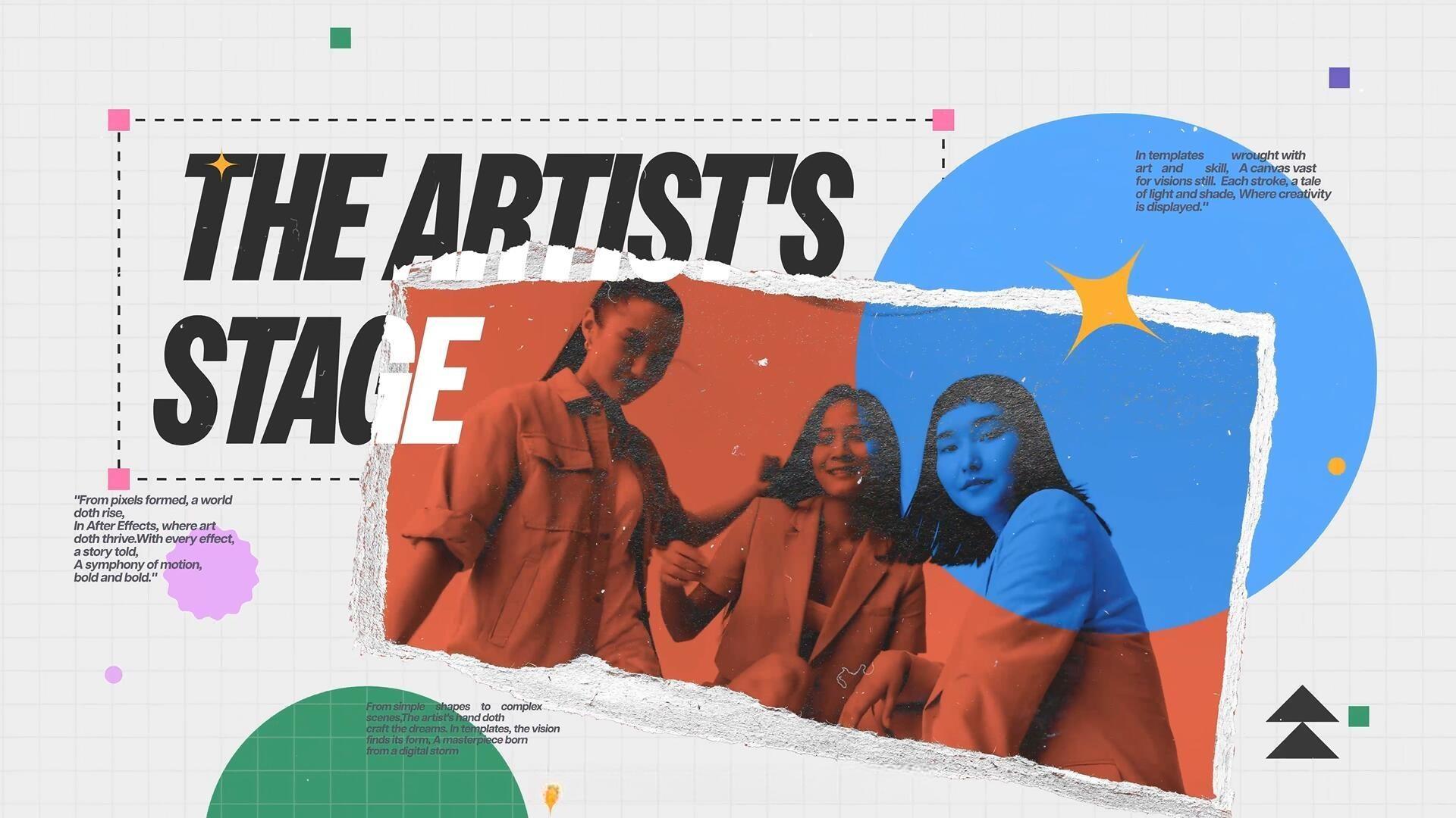 AE模板：复古美学拼贴艺术撕纸纸张VLOG开场片头动画模板（13876）