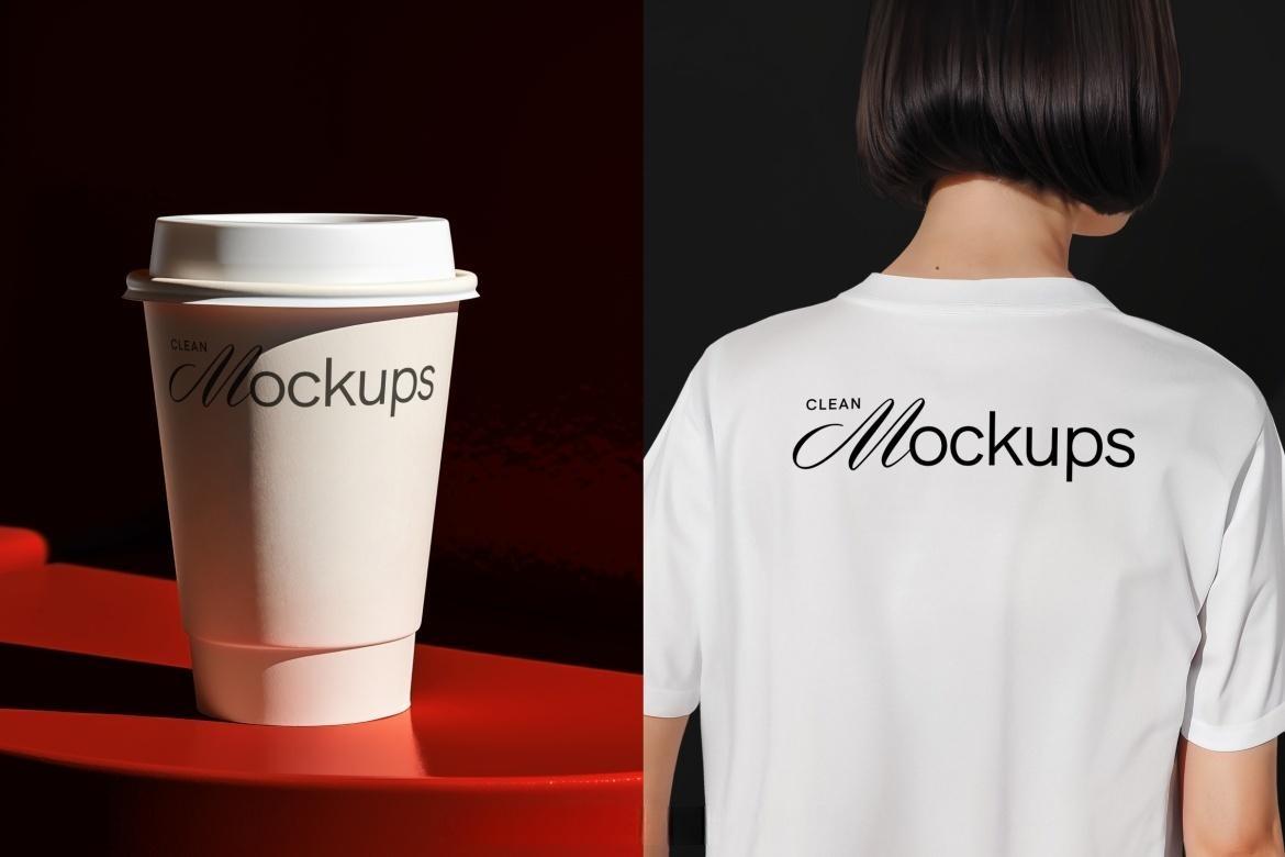 19个暗黑优雅现代T恤名片海报帆布袋广告牌手机电脑酒瓶纸杯品牌VI设计展示PSD样机组合 BLACK PACK（13292）