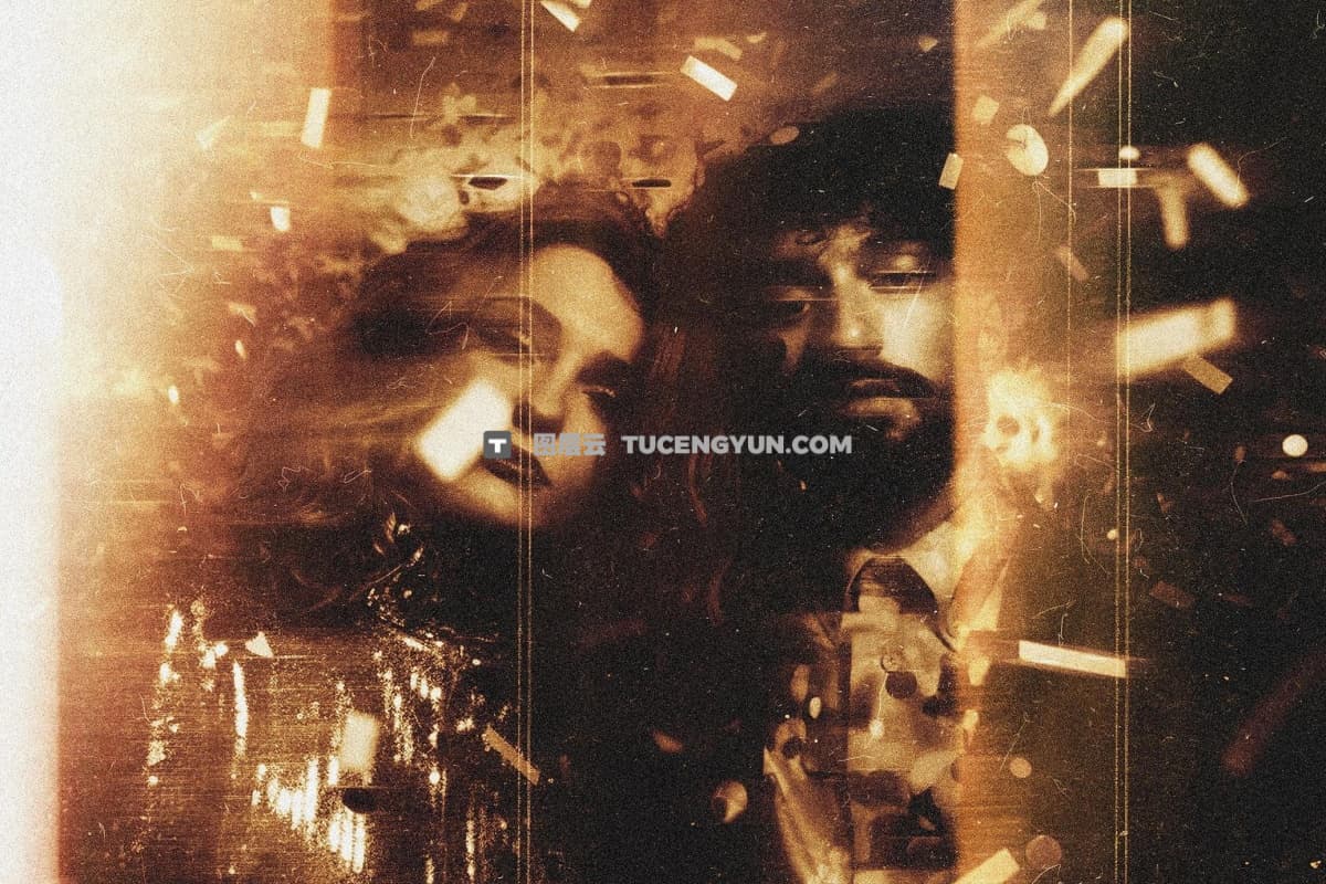 复古美学邋遢旧棕褐色薄膜效果叠加纹理PSD特效样机 Light Flare Photo Effect（13355）