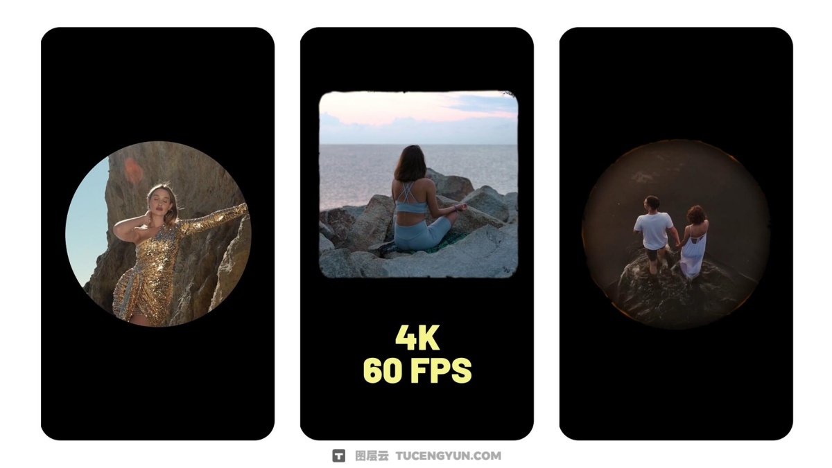 19个复古电影美学胶片帧镜头方形圆角边框遮罩叠加竖屏视频素材（13452）