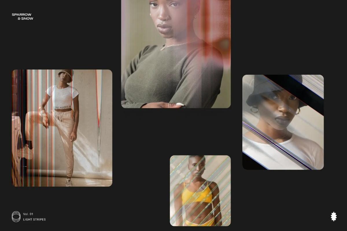 65种高分辨率线性霓虹浅色渐变条纹叠加背景纹理 Light Stripes Hi-Res Overlays & Textures（13610）