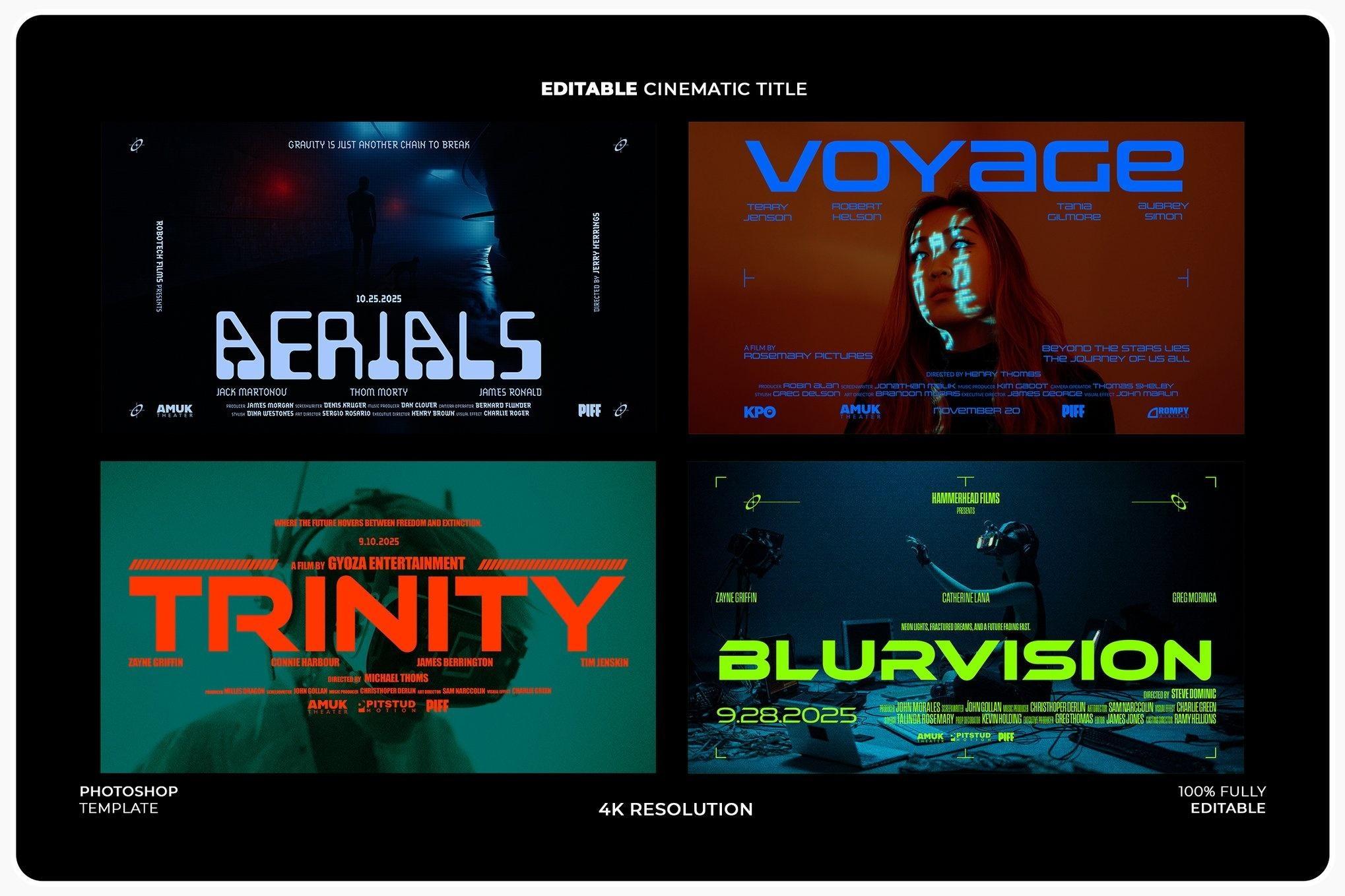 44个大胆电影美学梦幻、浪漫、科幻、惊悚海报电影预告片4K封面海报文字标题排版PSD模板（13883）