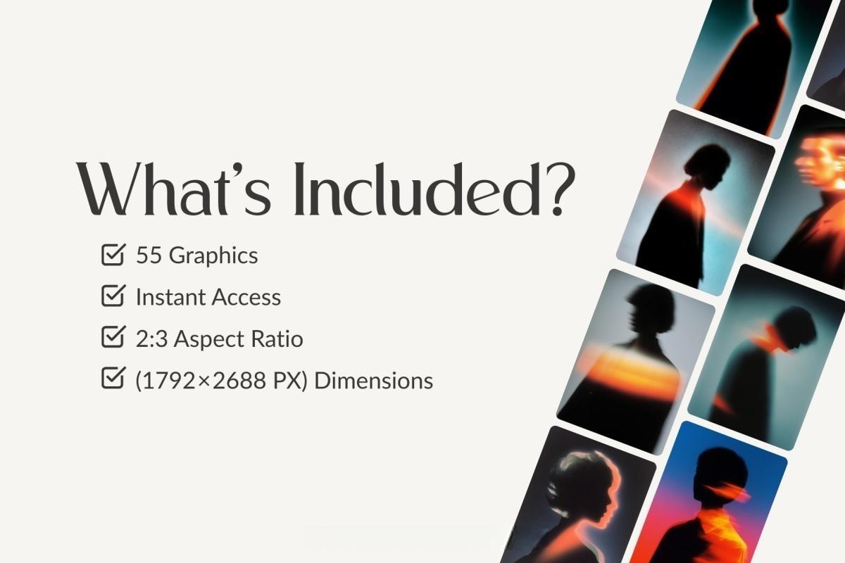 55种梦幻情绪美学人物剪影轮廓热感应渐变融合视觉海报专辑封面包装JPG素材 55 Aesthetic Dreamlike Silhouettes（13498）