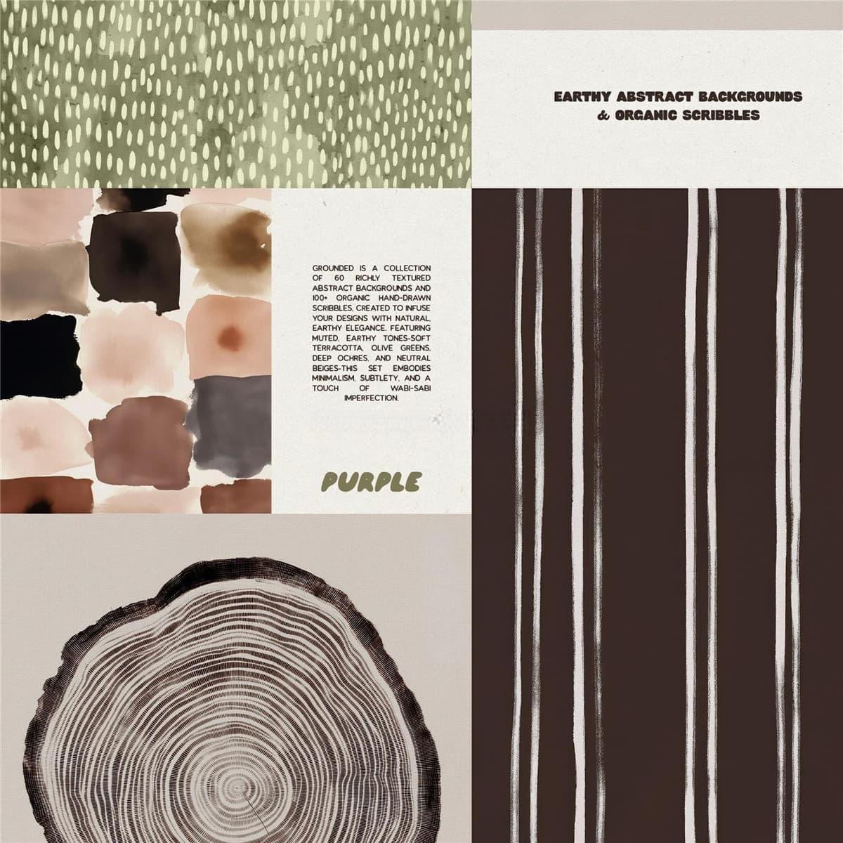 160个安静优雅琥珀色拼贴艺术抽象颜料手绘JPG背景PNG涂鸦笔迹图片设计套装 Grounded Backgrounds & Scribbles（13153）