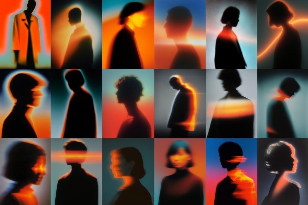 55种梦幻情绪美学人物剪影轮廓热感应渐变融合视觉海报专辑封面包装JPG素材 55 Aesthetic Dreamlike Silhouettes（13498）