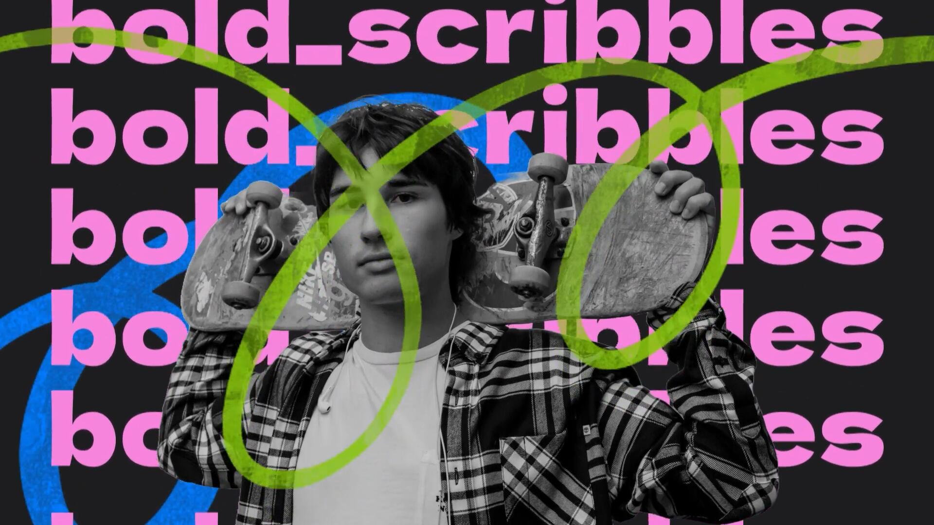 AE/PR模板：创意大胆涂鸦潦草手绘线条涂鸦开场片头（13668）