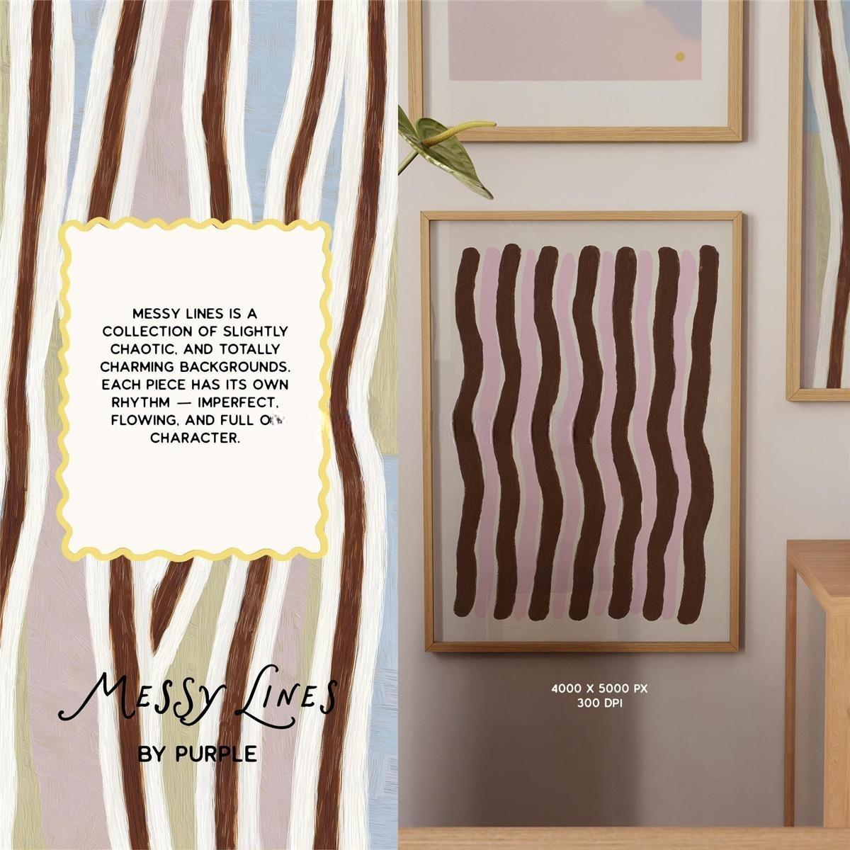 80个凌乱趣味柔和撞色条纹波浪线手绘颜料涂鸦JPG背景PNG免扣边框图片设计元素套装 Messy Lines: Backgrounds & Borders（13211）