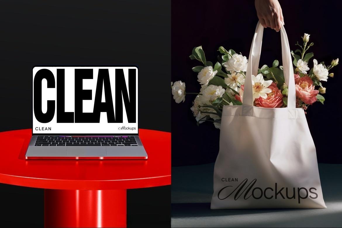 19个暗黑优雅现代T恤名片海报帆布袋广告牌手机电脑酒瓶纸杯品牌VI设计展示PSD样机组合 BLACK PACK（13292）