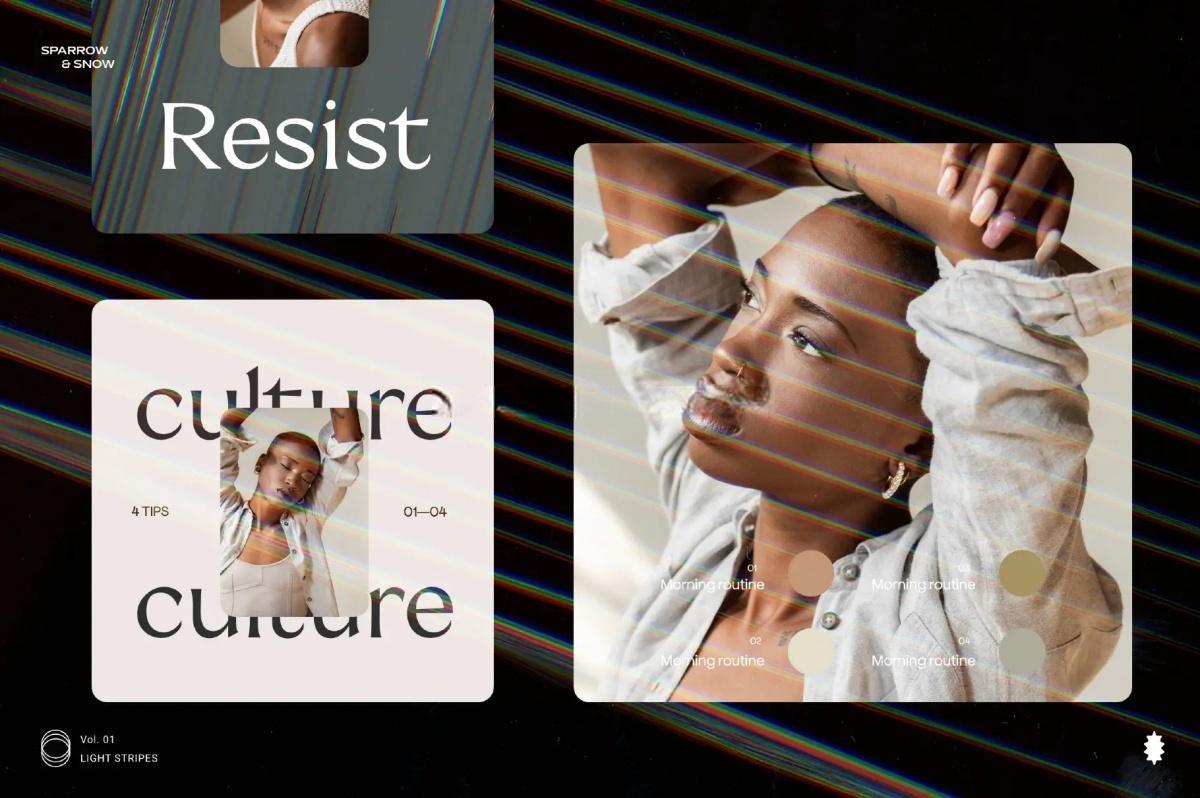 65种高分辨率线性霓虹浅色渐变条纹叠加背景纹理 Light Stripes Hi-Res Overlays & Textures（13610）