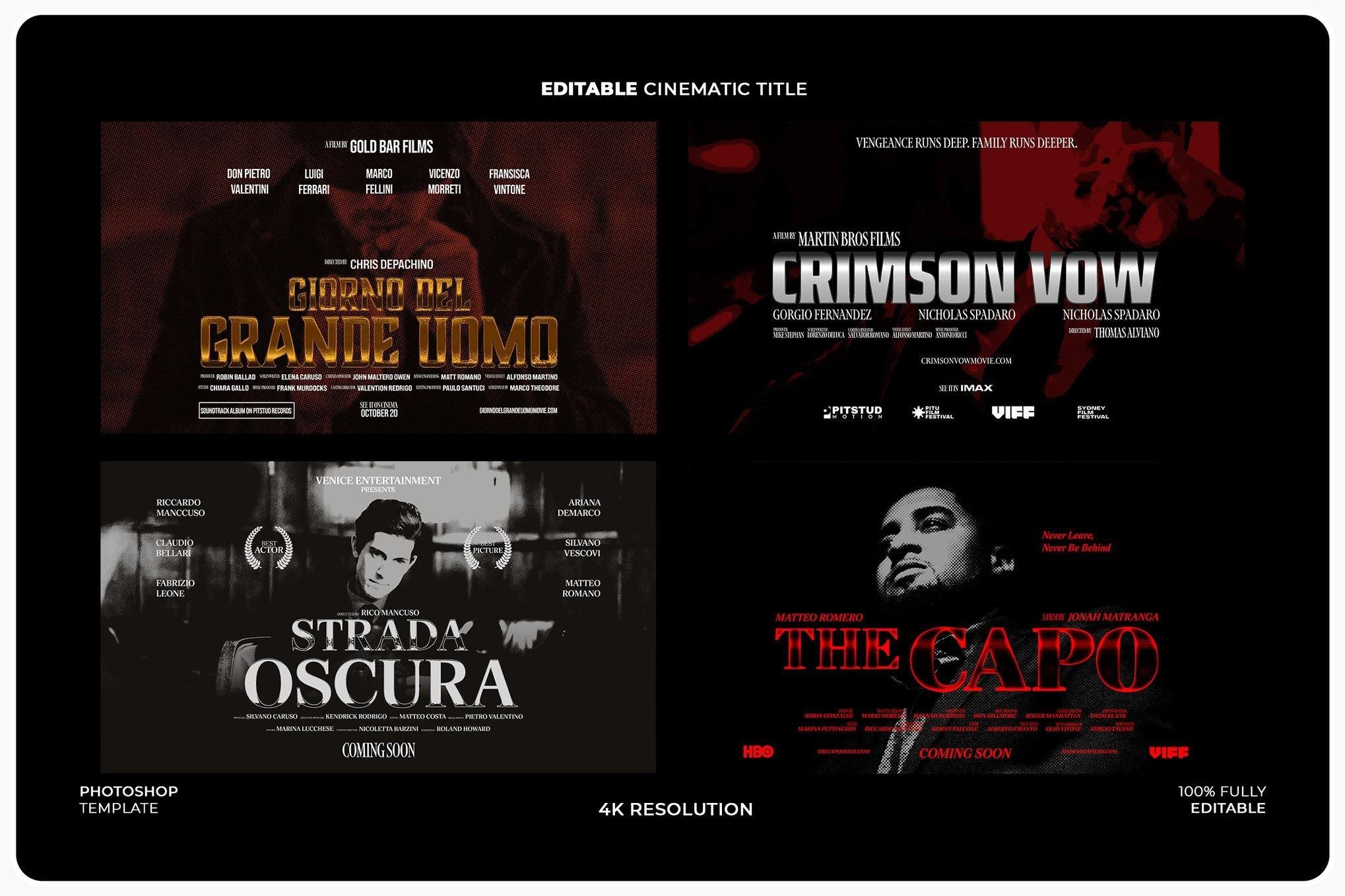 44个大胆电影美学梦幻、浪漫、科幻、惊悚海报电影预告片4K封面海报文字标题排版PSD模板（13883）