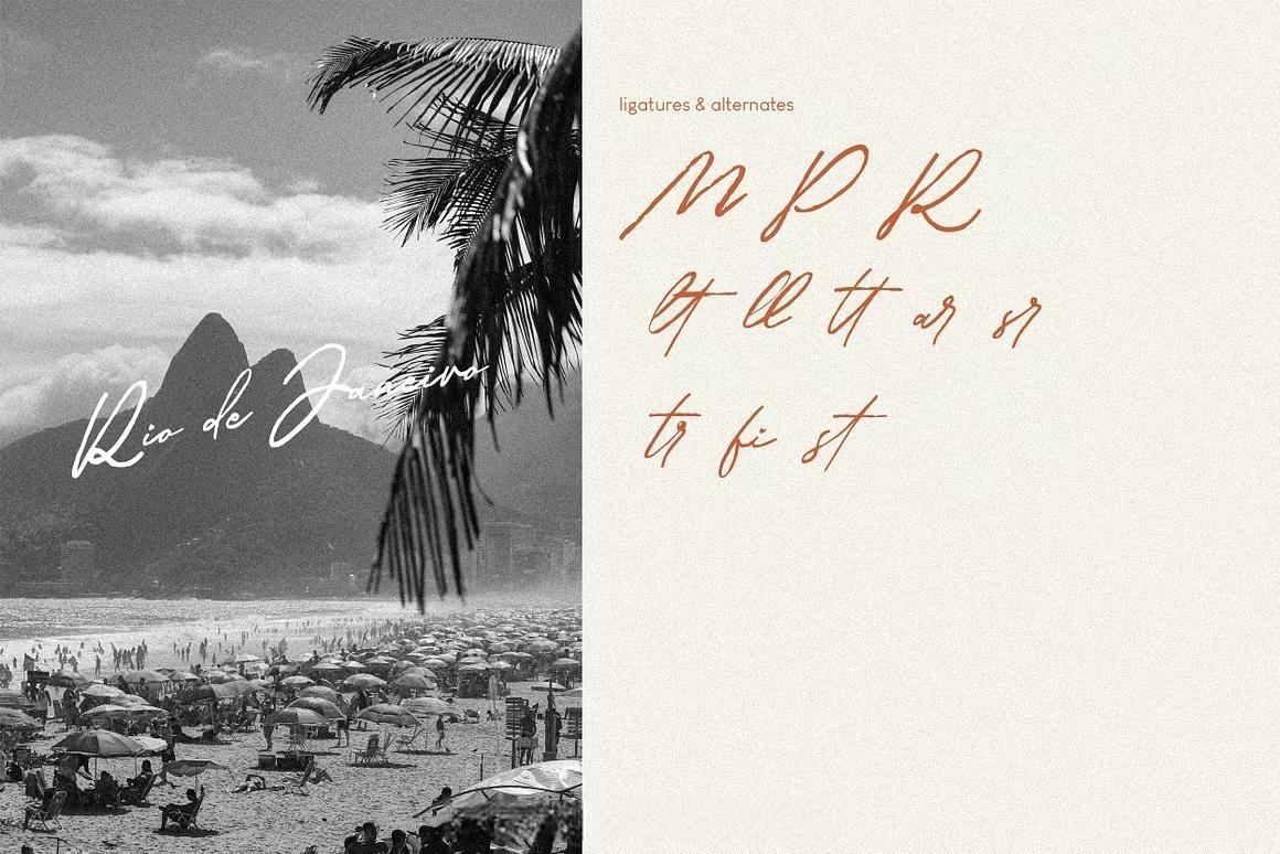 英文字体：真实自然流畅手写连笔笔触logo徽标标题排版封面海报请柬设计字体 Malverya Signature Brush Font（13866）