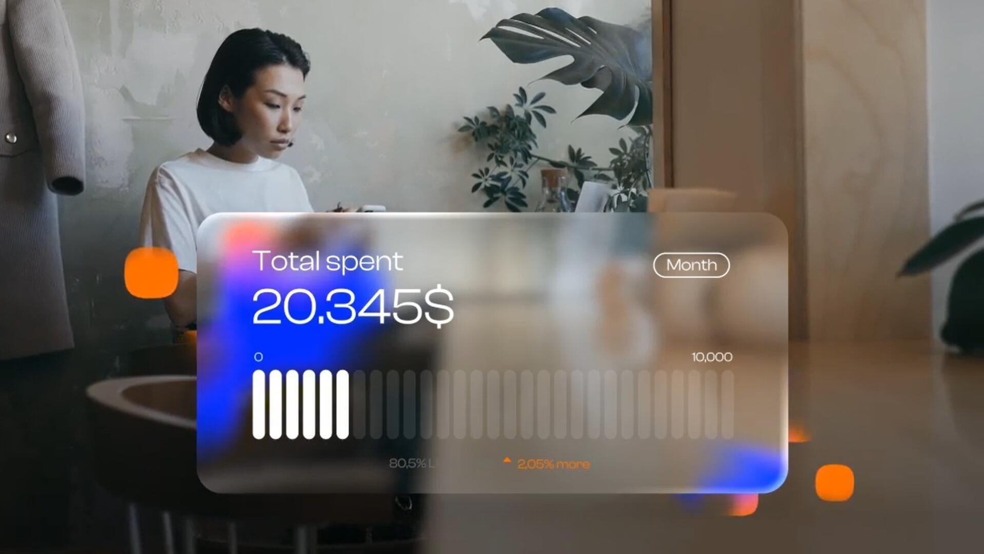 AE模板：创意苹果液态玻璃美学信息图表小部件文字标题动画（13596）