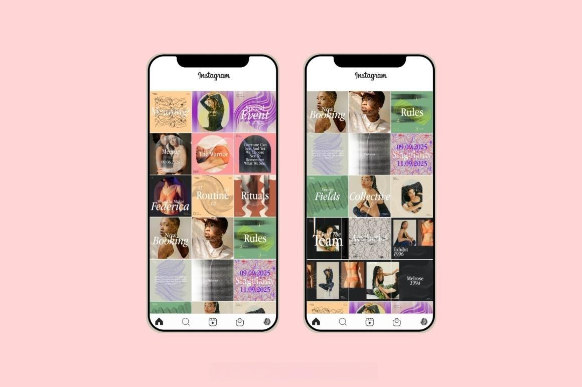 75款90年代风格INS多尺寸社交媒体图文海报排版布局PSD模板设计套装 Feel – Social Media Kit（13621）