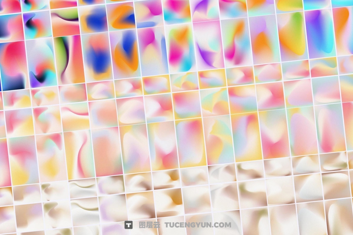 90款复古抽象艺术弥散光渐变散射AI矢量背景图形设计套装 Angeles – Retro Gradients & Shape（13406）