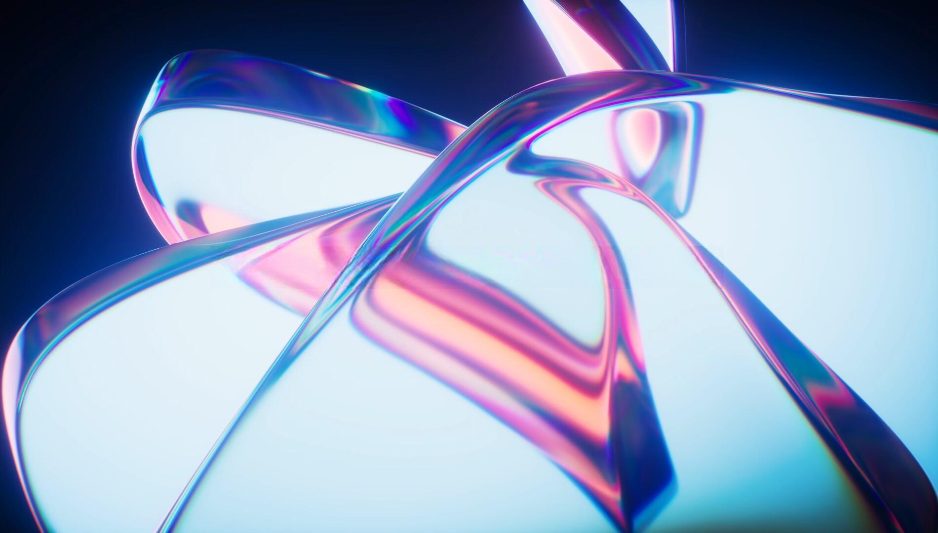 31个抽象艺术霓虹渐变几何3D水晶玻璃发光波浪缎面动态背景视频素材（13554）