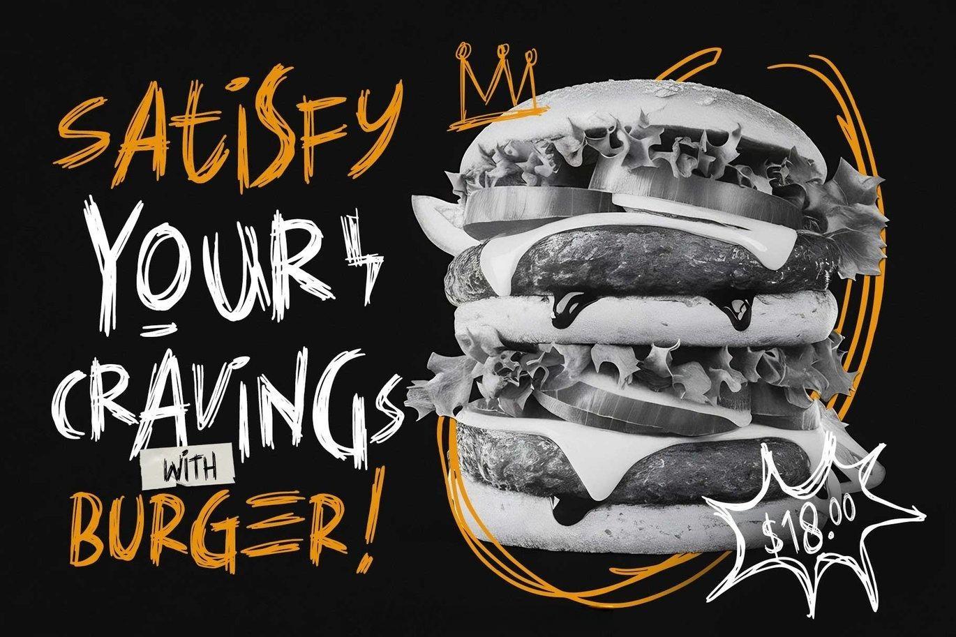 英文字体：复古邋遢涂鸦手绘风格炫酷潦草摇滚线条变体杂志封面字体 Against Madness – Scribble font（13202）