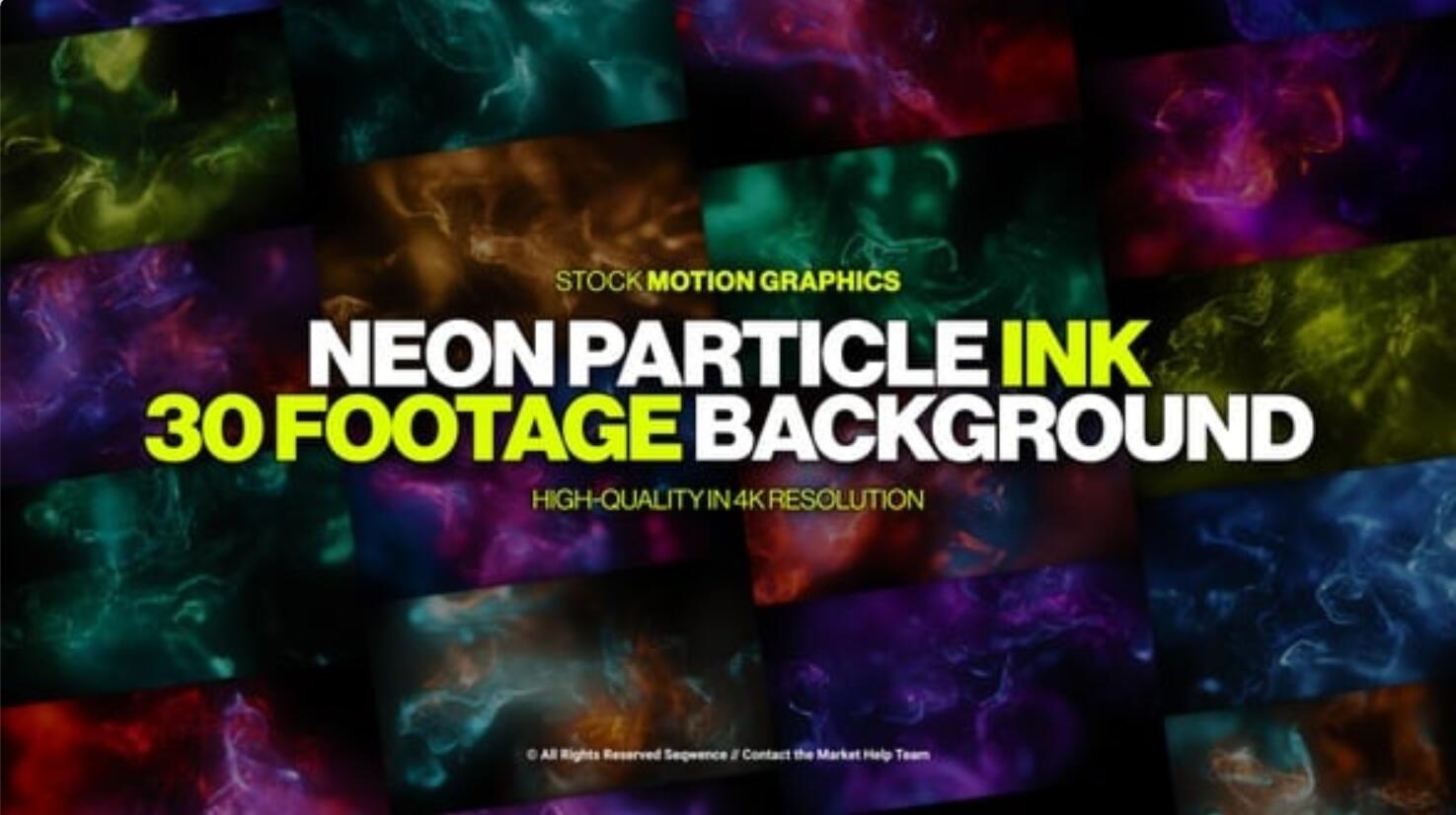 视频素材：30种霓虹灯发光粒子墨水漩涡慢动作渐变效果视频背景素材包（13071）
