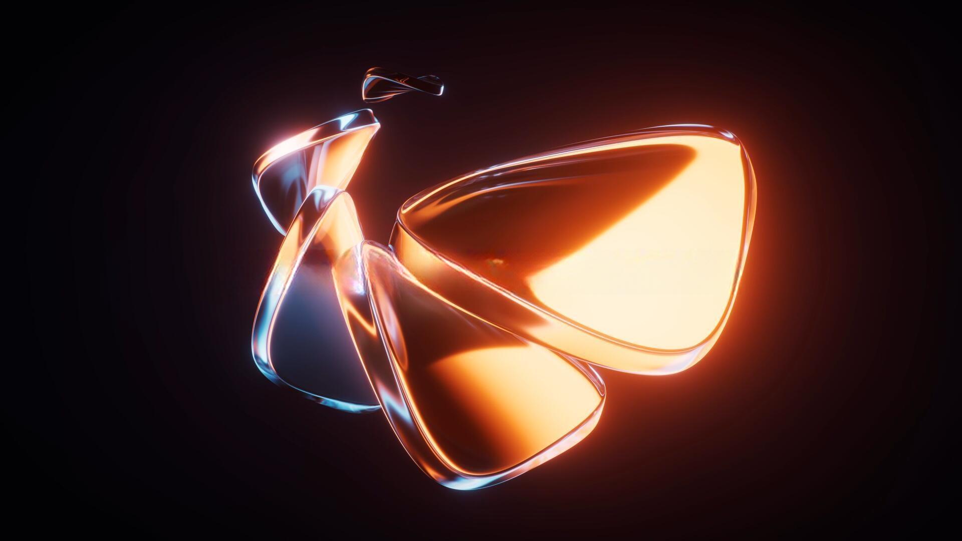 31个抽象艺术霓虹渐变几何3D水晶玻璃发光波浪缎面动态背景视频素材（13554）